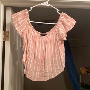 Pink striped off the shoulder top